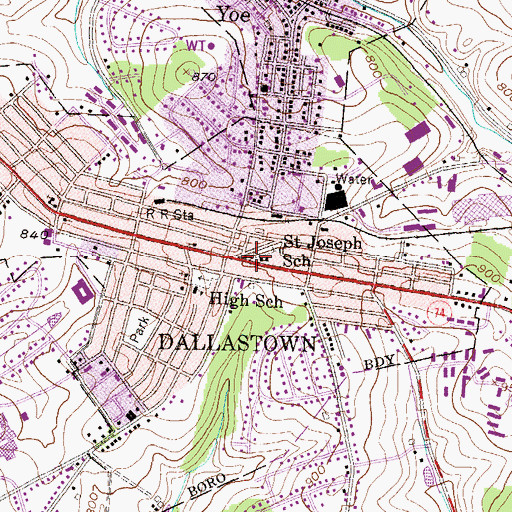 Topographic Map of Saint Josephs Church, PA