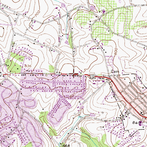 Topographic Map of Sunset Terrace, PA