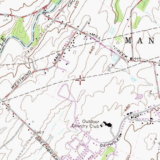 Topographic Map of Country Club West, PA