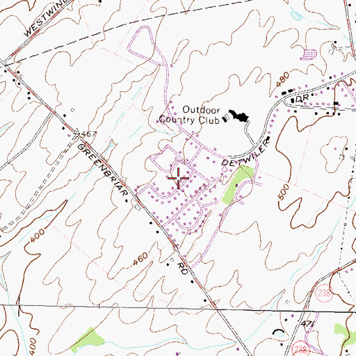Topographic Map of Country Club Estates, PA