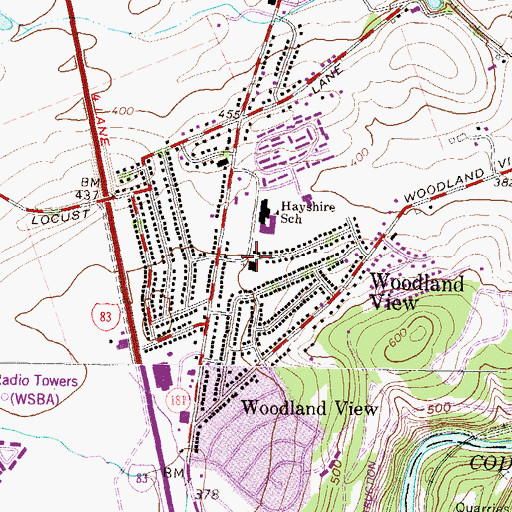 Topographic Map of Hayshire United Church of Christ, PA