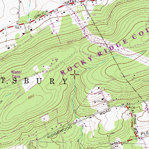 Topographic Map of Rocky Ridge County Park, PA