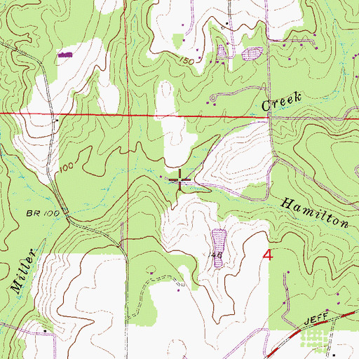 Topographic Map of Hamilton Creek, AL