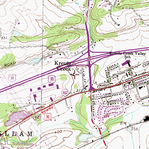 Topographic Map of Kreutz Creek Presbyterian Church, PA