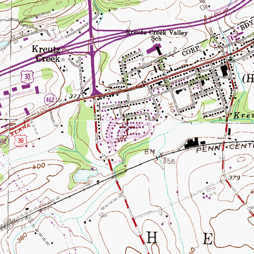 Topographic Map of Brigadoon, PA