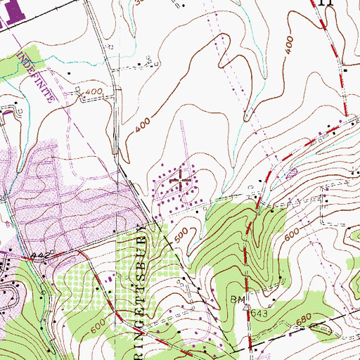 Topographic Map of Greystone Farms, PA