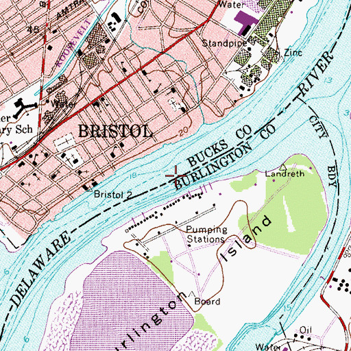 Topographic Map of Bristol Range, PA