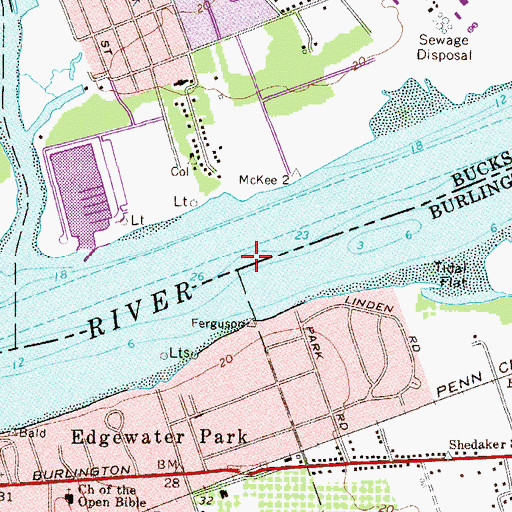 Topographic Map of Edgewater Channel, PA