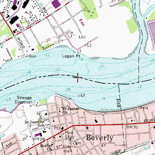 Topographic Map of Beverly Channel, PA