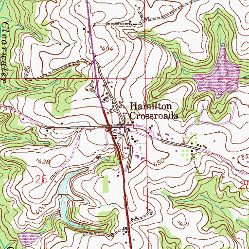 Topographic Map of Hamilton Crossroads, AL