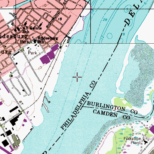 Topographic Map of Delair Range, PA