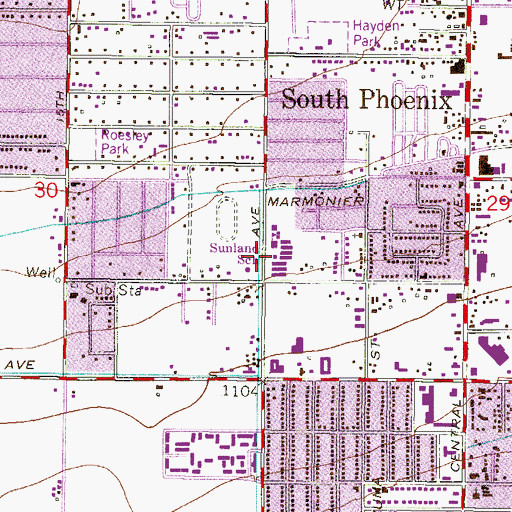 Topographic Map of Sunland Elementary School, AZ