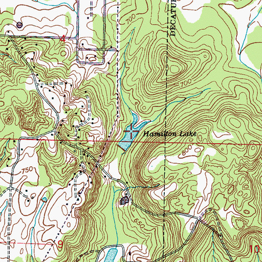 Topographic Map of Hamilton Lake, AL