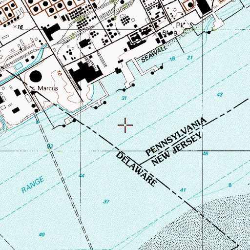 Topographic Map of Marcus Hook Range, PA