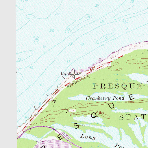 Topographic Map of Presque Isle Lighthouse, PA