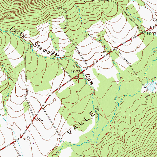 Topographic Map of Mill Run School, PA