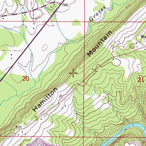 Topographic Map of Hamilton Mountain, AL