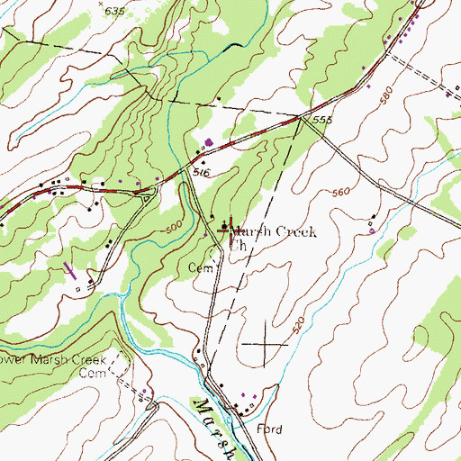 Topographic Map of Marsh Creek Church (historical), PA