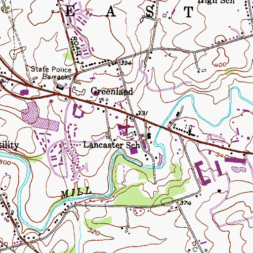 Topographic Map of East Town Mall, PA