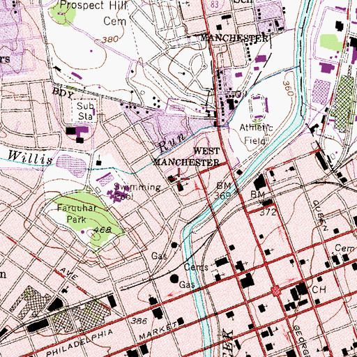 Topographic Map of A Fergusen Elementary School (historical), PA