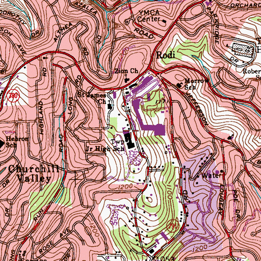 Topographic Map of Hebron Elementary, PA