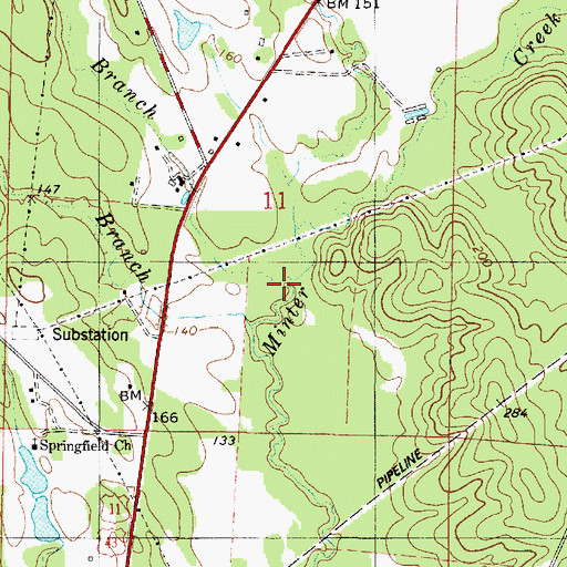 Topographic Map of Hamlin Branch, AL