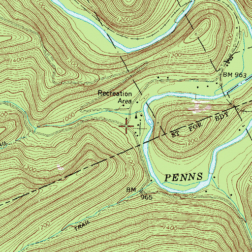 Topographic Map of Poe Paddy State Park, PA