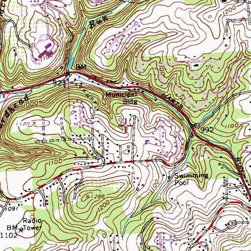 Topographic Map of Bryant, PA