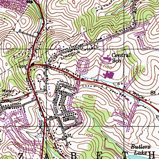 Topographic Map of Central Highlands, PA
