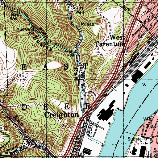 Topographic Map of End Bailys Run Branch Station, PA