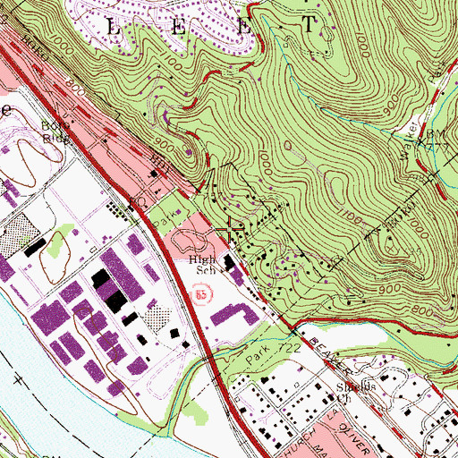 Topographic Map of Shields, PA