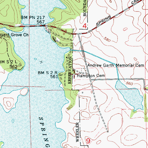 Topographic Map of Hampton Cemetery, AL