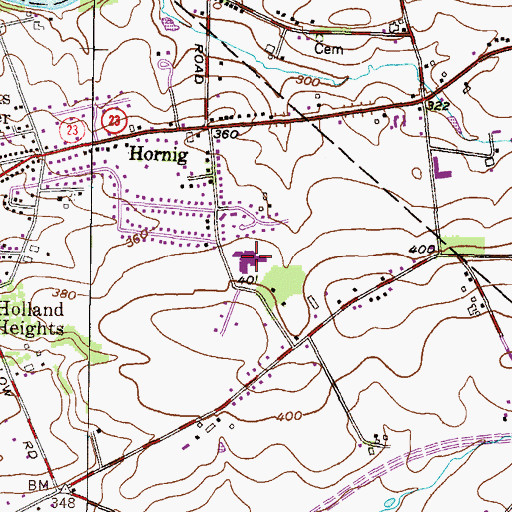 Topographic Map of J E Fritz Elementary School, PA