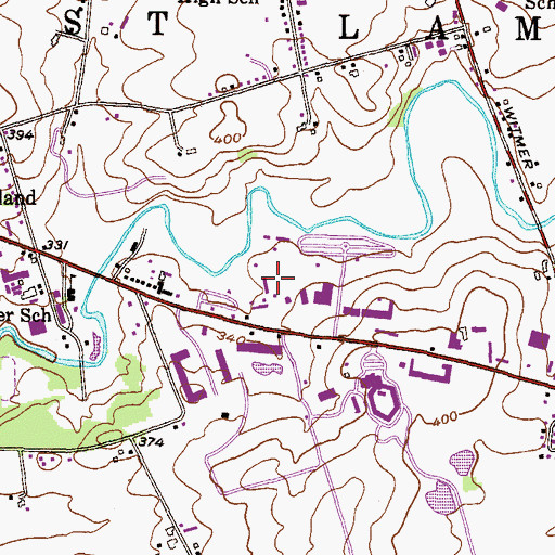 Topographic Map of Dutch Wonderland Amusement Park, PA