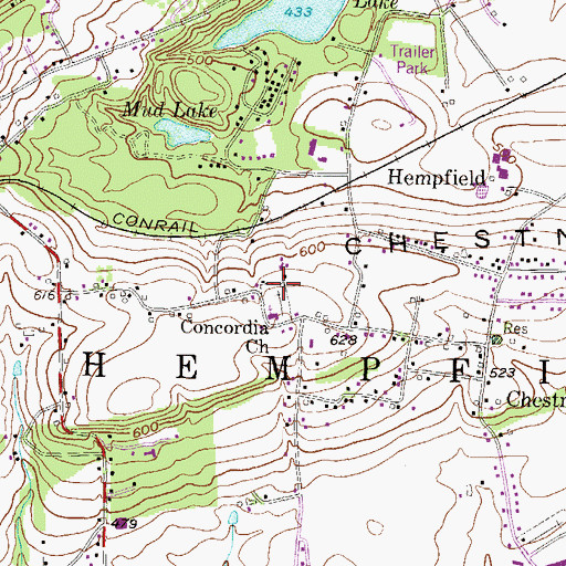 Topographic Map of Concordia Cemetery, PA