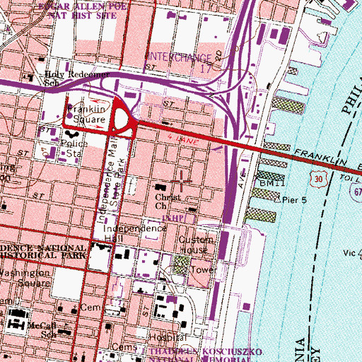 Topographic Map of Betsy Ross House (historical), PA
