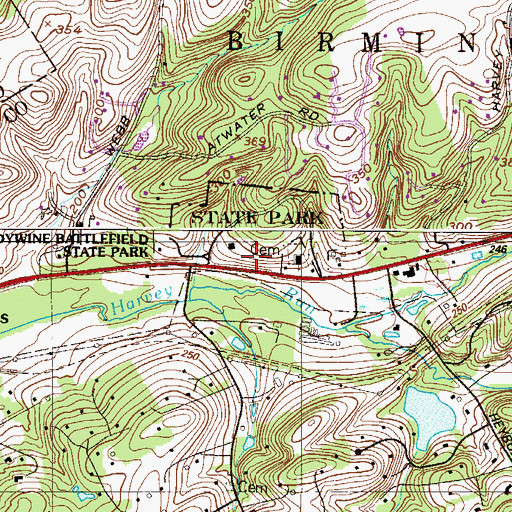 Topographic Map of Brandywine Battlefield, PA