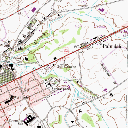 Topographic Map of Hershey Spring Creek Golf, PA