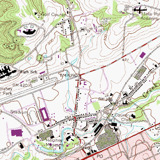 Topographic Map of Hershey Nursery, PA
