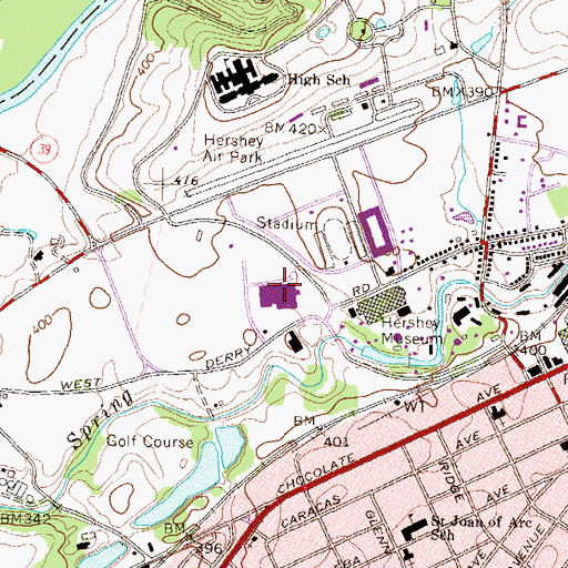 Topographic Map of Hershey Information Center, PA