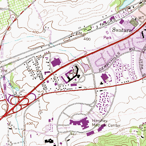 Topographic Map of The Hershey Lodge and Convention Center, PA