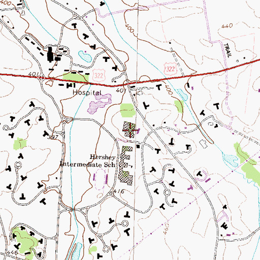Topographic Map of Founders Hall, PA
