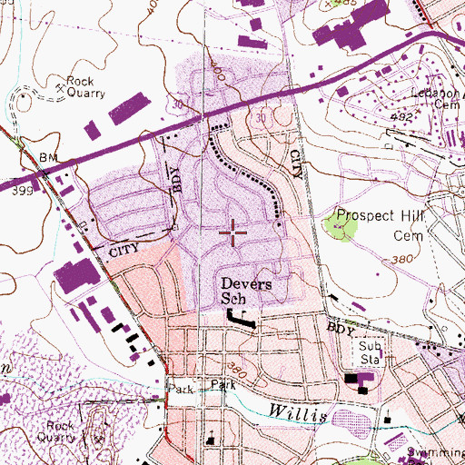 Topographic Map of Yorktown Homes, PA