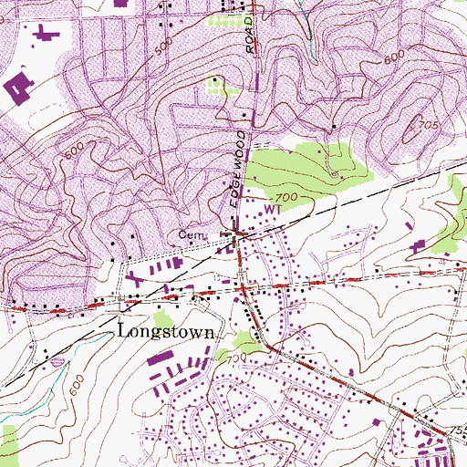 Topographic Map of Longstown Church, PA