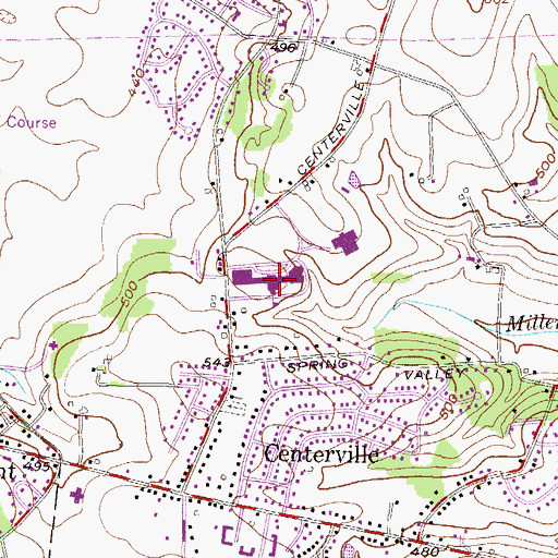 Topographic Map of Centerville Junior High School, PA