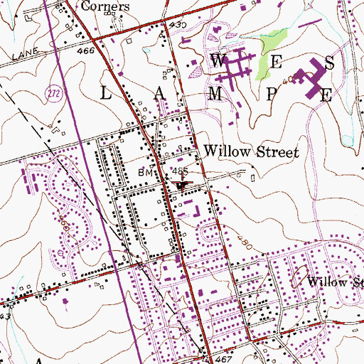 Topographic Map of Willow Street Elementary School, PA