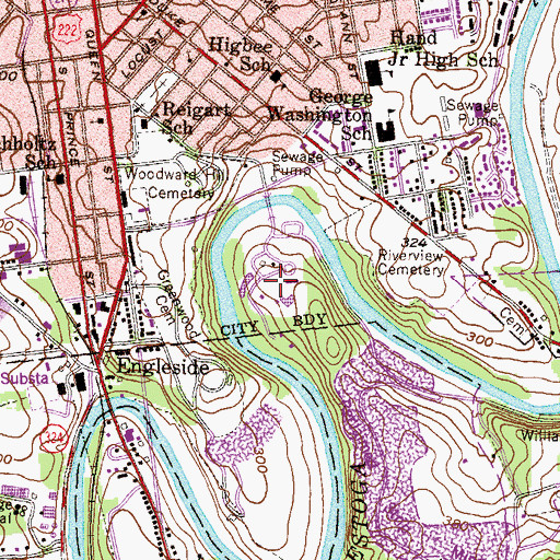Topographic Map of Lancaster County Park, PA