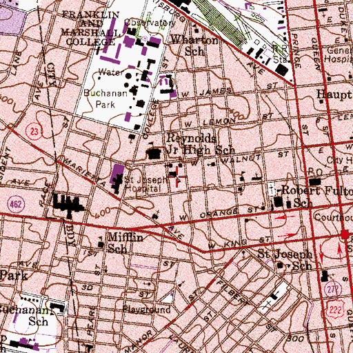 Topographic Map of Sacred Heart of Jesus School, PA