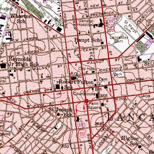 Topographic Map of Fulton Opera House, PA