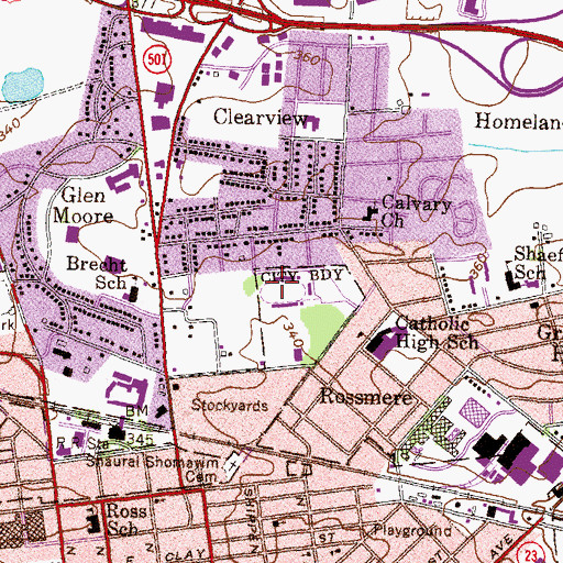 Topographic Map of Catholic High School Stadium, PA